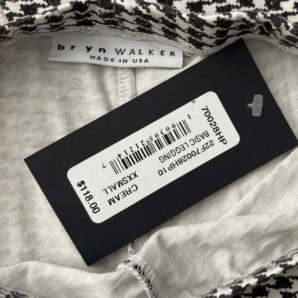 NEW Bryn Walker Size XXS Houndstooth Printed Leggings Black White USA Made - Picture 4 of 7